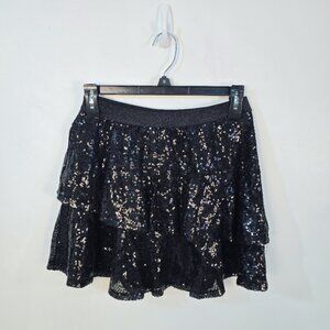 Girls Sequin Ruffle Skirt Size 14 Black